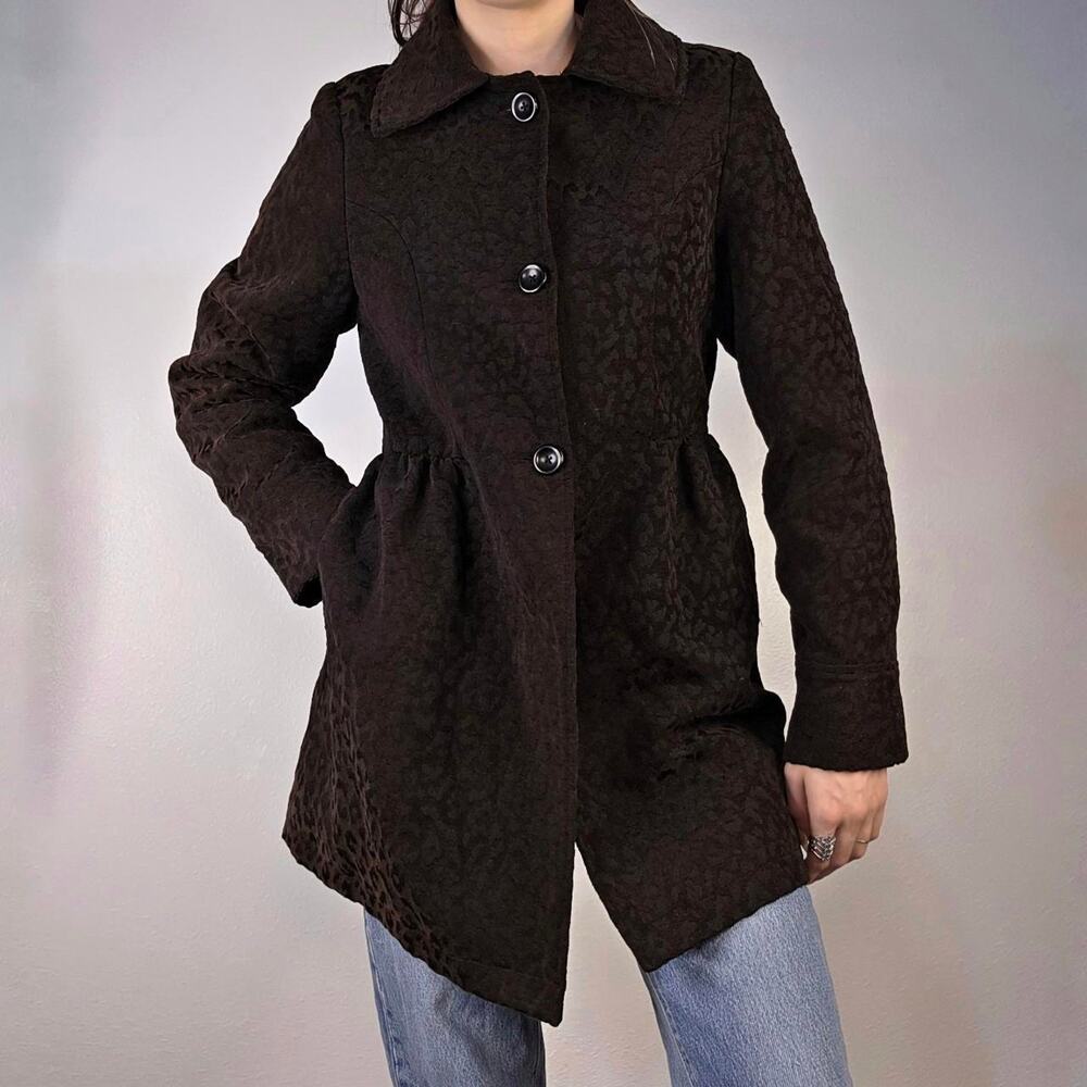 Babydoll Pea Coat Brown Leopard Animal Print
